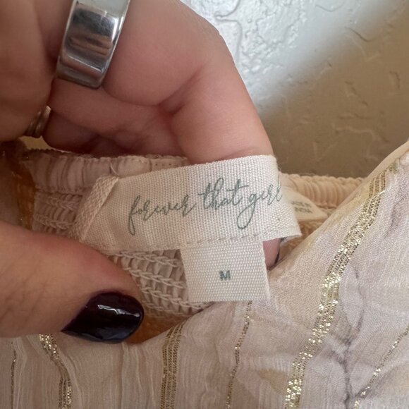 NEW Anthropologie Forever That Girl Lurex Mini Dress Floral Long Sleeve Medium - Picture 9 of 14